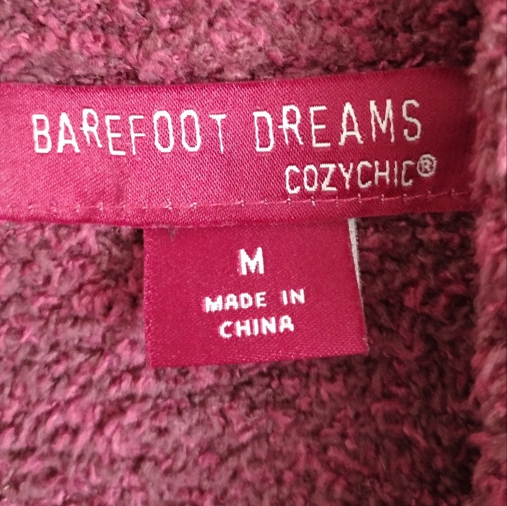 Barefoot Dreams CozyChic heathered red long open cardigan pockets size Medium - Picture 4 of 11